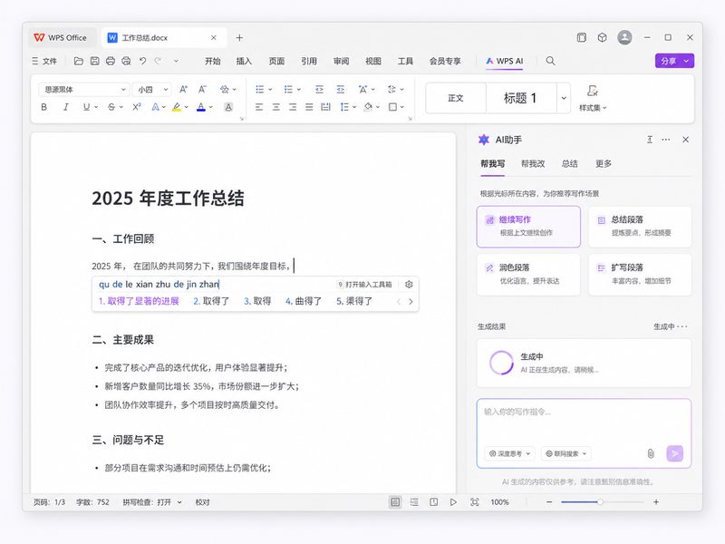 WPS AI 能力协同工作流面板与数据处理界面